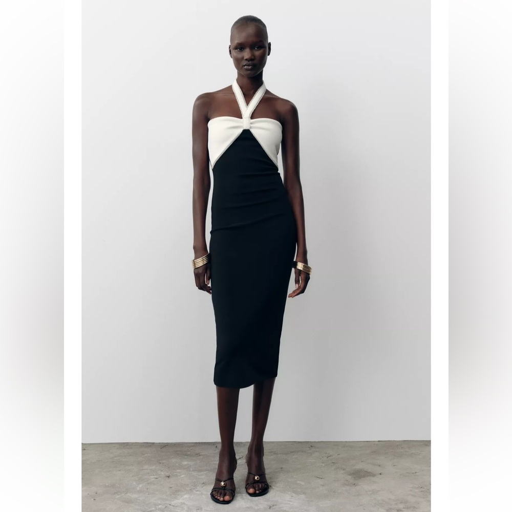 Zara Black and White Midi Dress